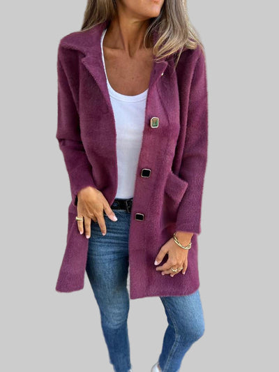 Warme casual jas met revers