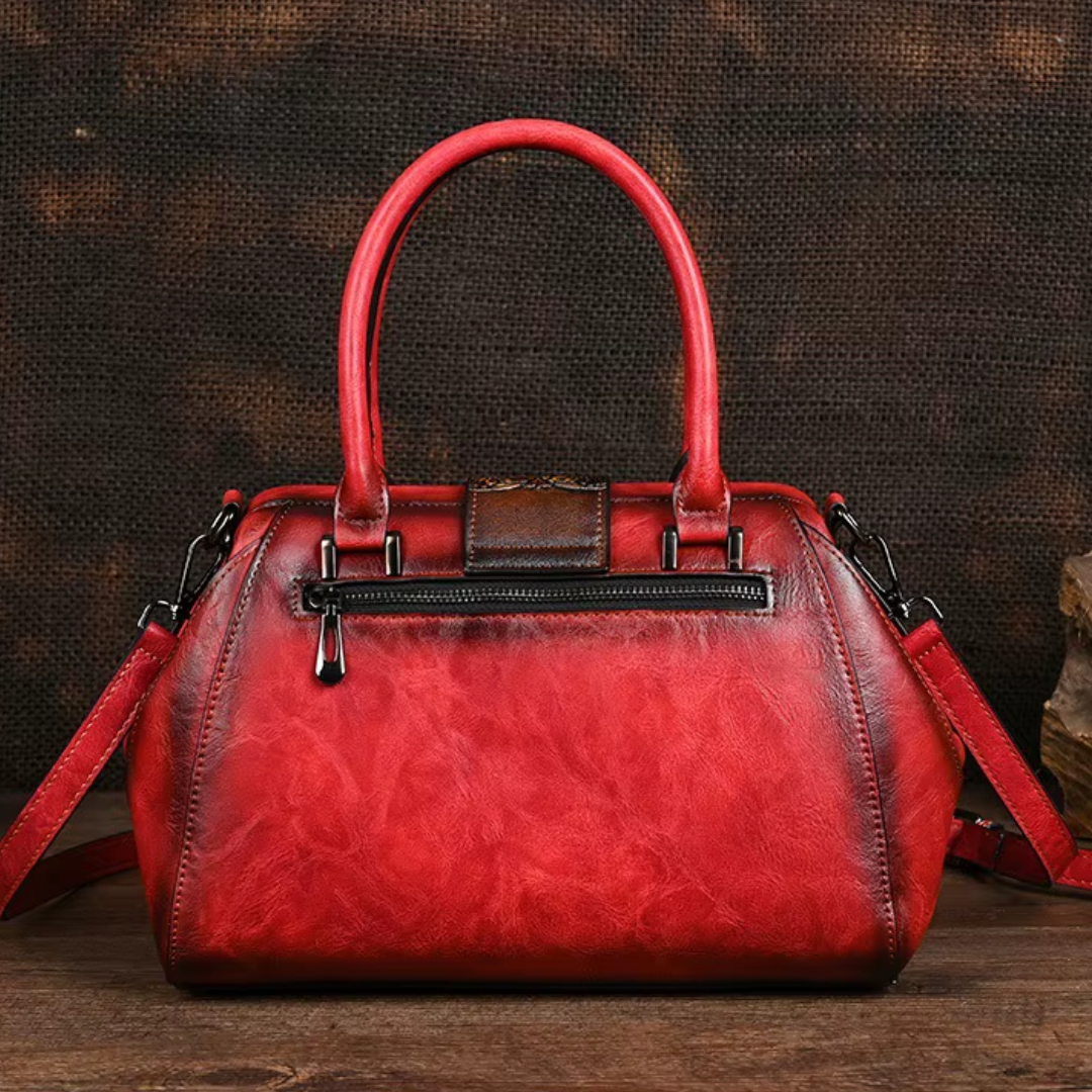 Florina – Handtas van leer met bloemenmotief