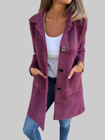 Warme casual jas met revers