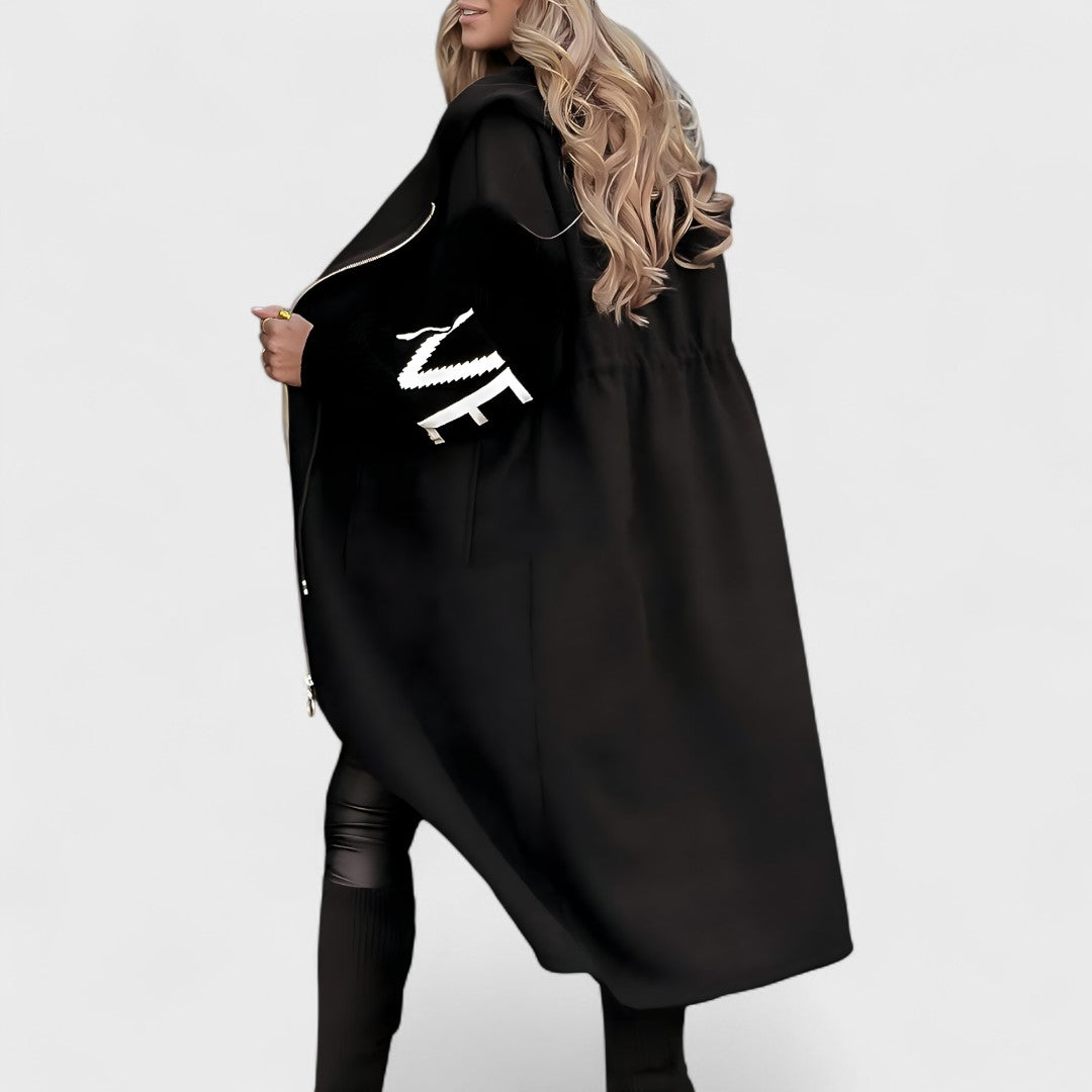 Elegante mantel met capuchon