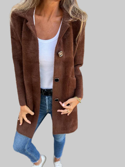 Warme casual jas met revers