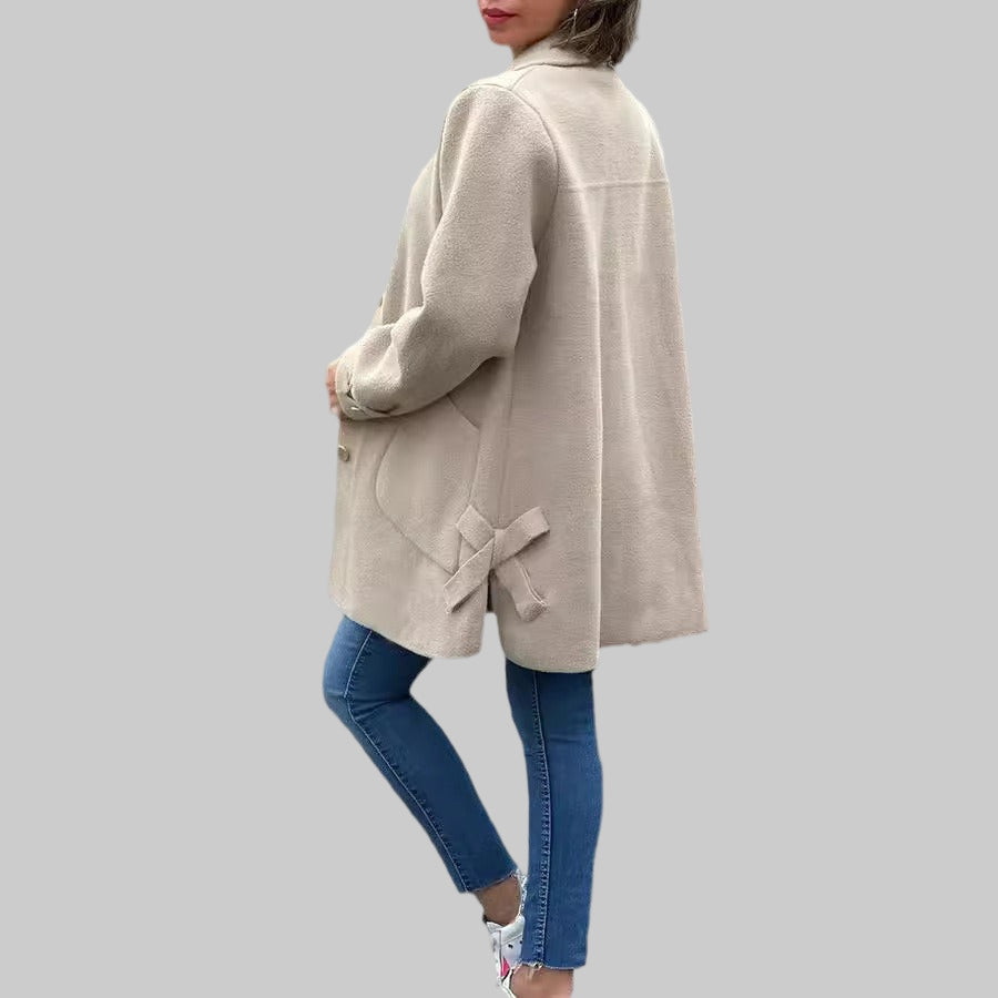 Klassieke oversize mantel met strikdetails