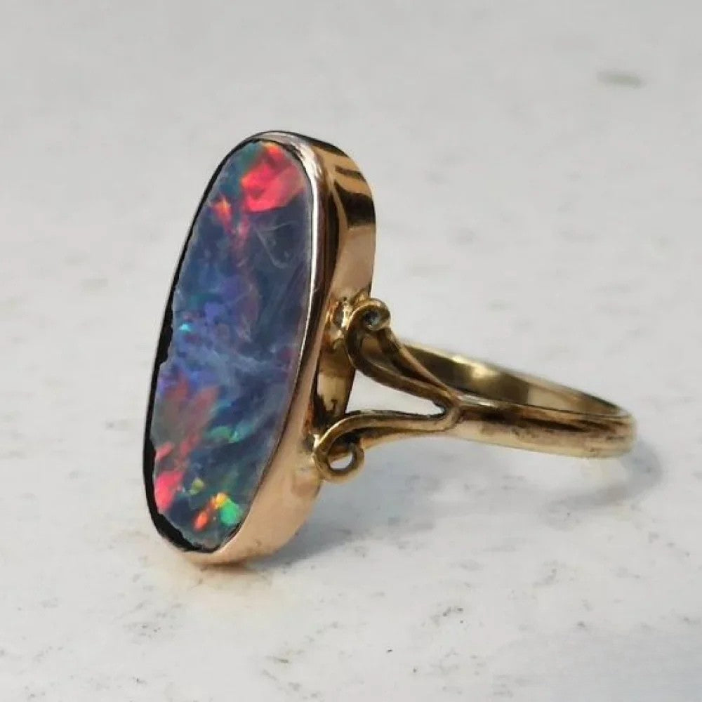 Retro Kleurige Opal Ring