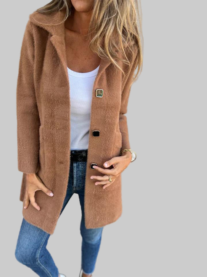 Warme casual jas met revers